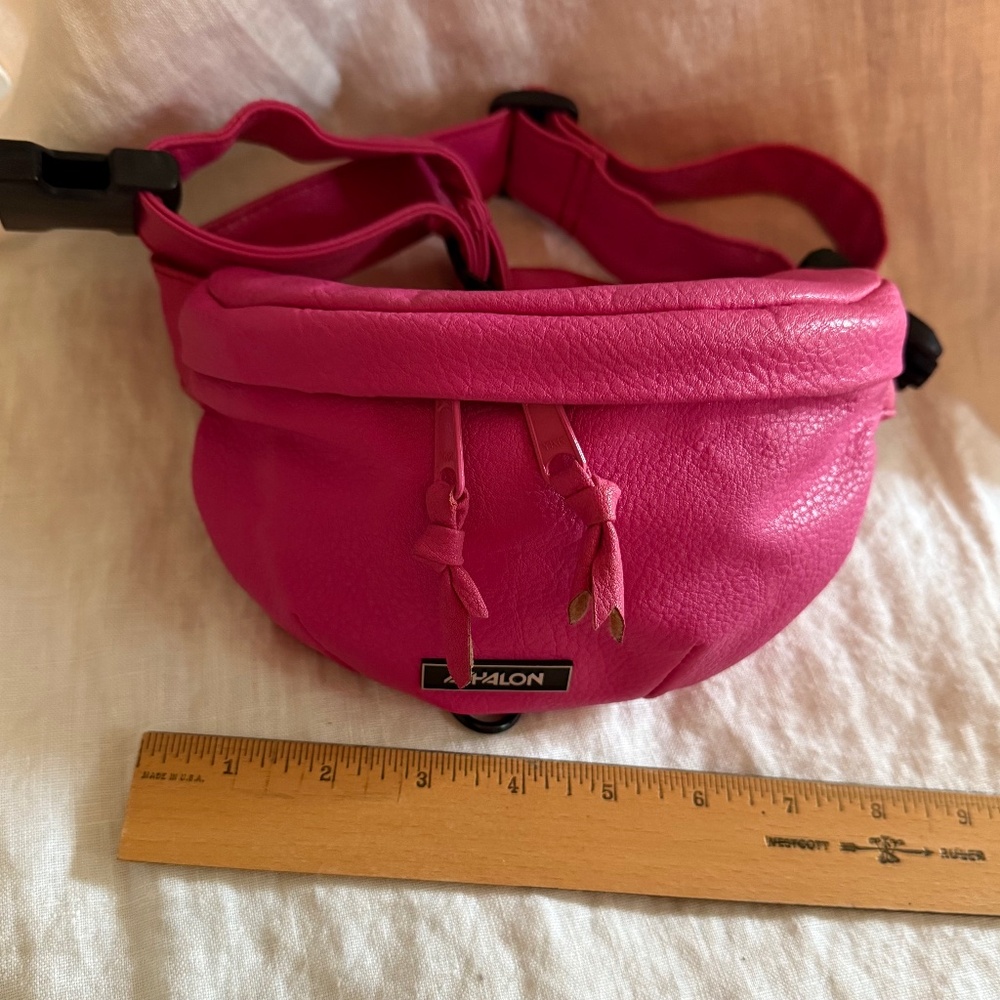 Faux Leather 2 zipper Pink Fanny Pack